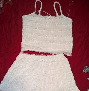 Elegant Cream Lace Pajama Set